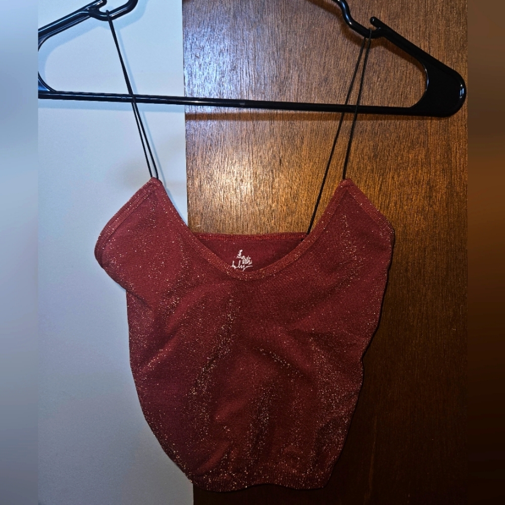 intimately free people red with gold ✨️ sparkles XS/S black straps